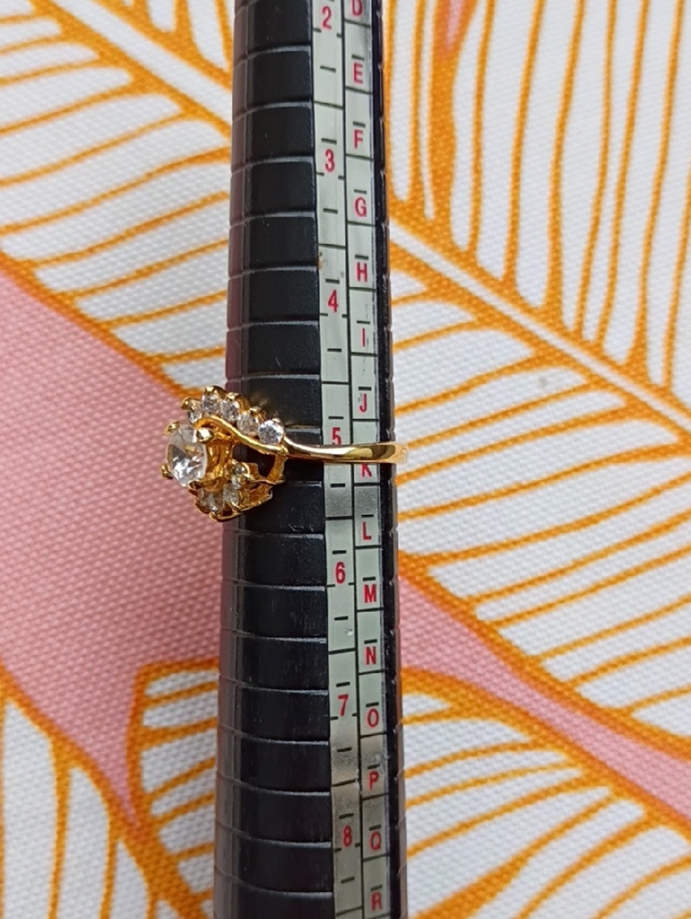 18k GP Gold Dinner Ring Multi CZ Rhinestone Setting Engagement Wedding Size 5 - Picture 6 of 7